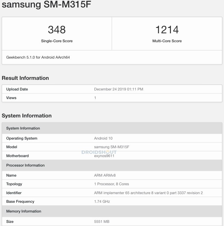Samsung Galaxy M31 (SM-M315F) 