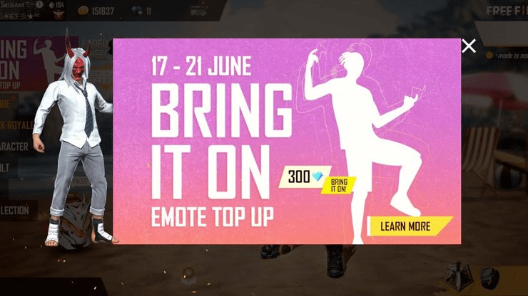 How To Unlock The Bring It On Emote In Free Fire With Top Up Event