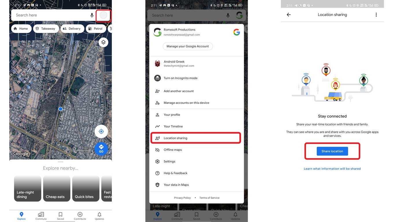 How to Share Google Map location on Android and iOS -iPhone and Android phone
