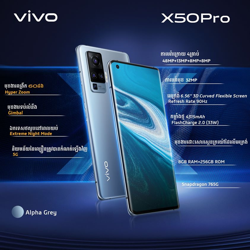 Vivo X50 and X50 Pro debuted in Cambodia -Key Specification, Color, Price and more