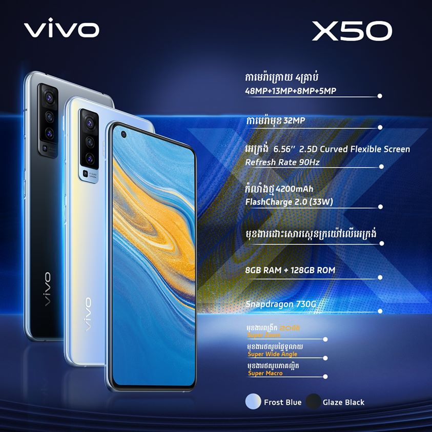 Vivo X50 and X50 Pro debuted in Cambodia -Key Specification, Color, Price and more