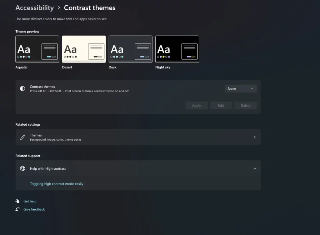 High-Contrast Themes